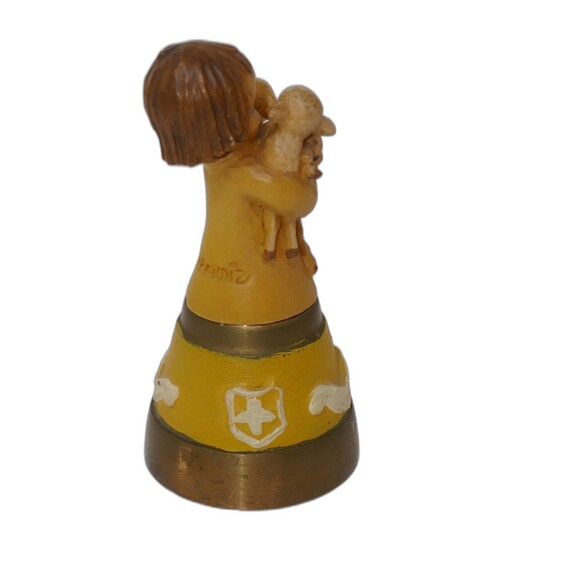 Anri Ferrandiz Spring Arrivals Hand Painted Girl with Sheep Brass Bell - Picture 4 of 9